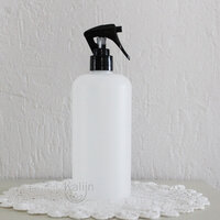 Fles rond 500 ml transparant spray zwart