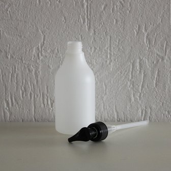 HDPE fles transparant 250 ml + pomp zwart