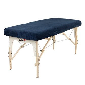 blauw hoeslaken massagetafel